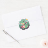 schattige dinosaurus ronde sticker (Envelop)