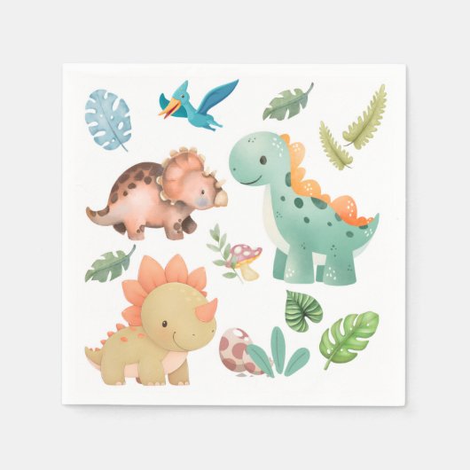schattige dinosaurus servet (Voorkant)