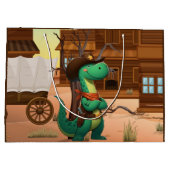 Schattige dinosaurus sheriff/cowboy groot cadeauzakje (Achterkant)