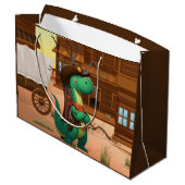 Schattige dinosaurus sheriff/cowboy groot cadeauzakje (Achterkant Gekanteld)