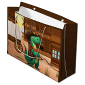 Schattige dinosaurus sheriff/cowboy groot cadeauzakje (Voorkant Gekanteld)