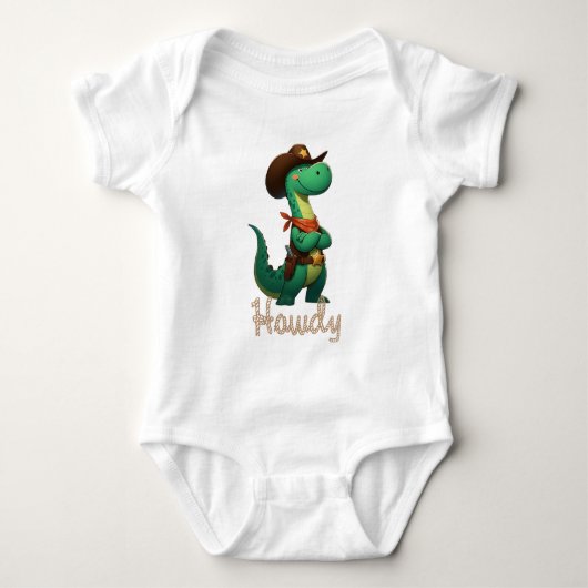 Schattige dinosaurus sheriff/cowboy romper (Voorkant)