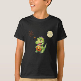Schattige dinosaurus speelt pompoen grap o behande t-shirt