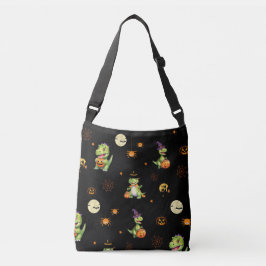 Schattige dinosaurus speelt pompoen snoep truc hal crossbody tas