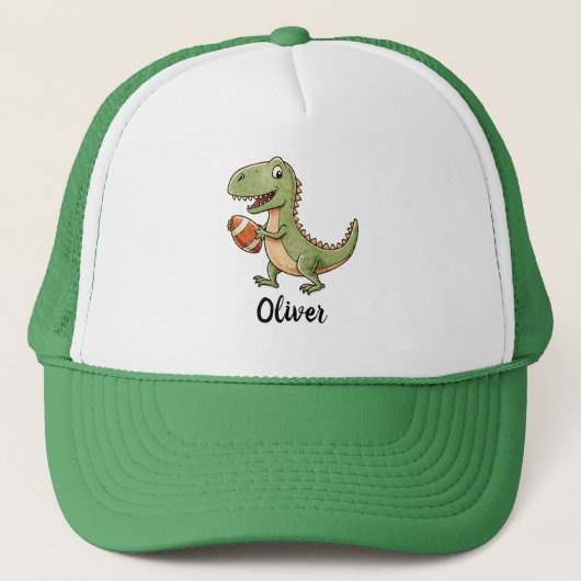Schattige dinosaurus speelt voetbal trucker pet (Voorkant)
