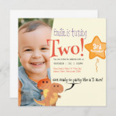 Schattige Dinosaurus-thema Verjaardagsuitnodiging Kaart (Voorkant / Achterkant)