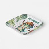 Schattige Dinosaurus Theme Baby shower Papieren Bordje (Gebogen)