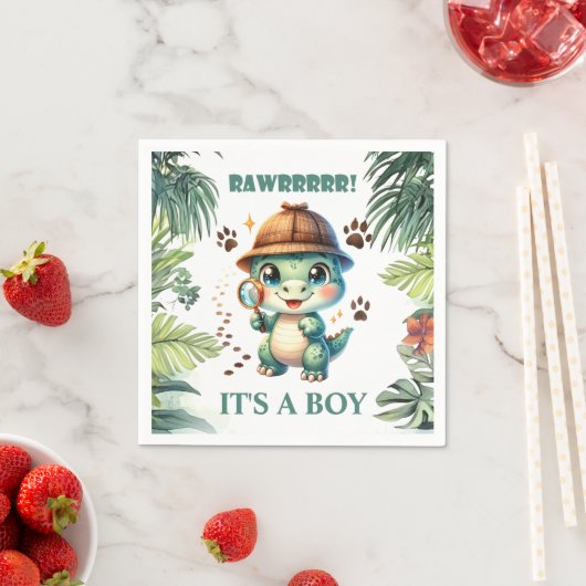 Schattige Dinosaurus Theme Baby shower Servet (Insitu)