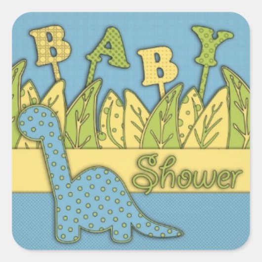 Schattige Dinosaurus Theme Baby shower Vierkante Sticker (Voorkant)
