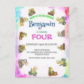 Schattige dinosaurus-tractor Regenboog B2S School  Briefkaart (Voorkant)