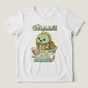 Schattige Dinosaurus Tweede Klas Niveau Ontgrendel Tri-Blend Shirt