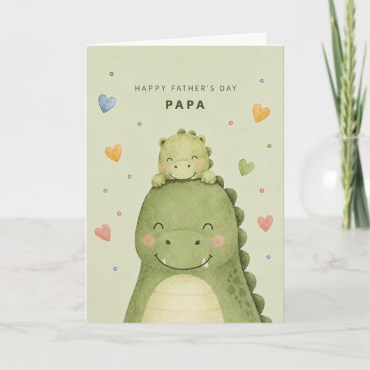 Schattige dinosaurus Vaderdag groet Kaart (Voorkant)