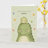 Schattige dinosaurus Vaderdag groet Kaart (Gele Bloem)