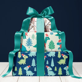 Schattige dinosaurus vakantie kerstmis inpakpapier vel