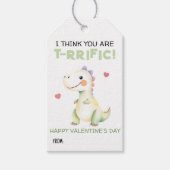 Schattige Dinosaurus Valentijn “T-Rrific” Kinderkl Cadeaulabel (Voorkant)