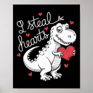 Schattige Dinosaurus Valentijnsdag Ik Steel Hartje Poster