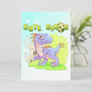 schattige dinosaurus velociraptor bedankkaart