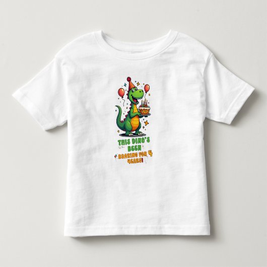 Schattige Dinosaurus Verjaardag Shirt voor 4-jarig (Voorkant)