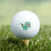 Schattige dinosaurus vliegen met golfclub golfballen (Insitu Shirt)