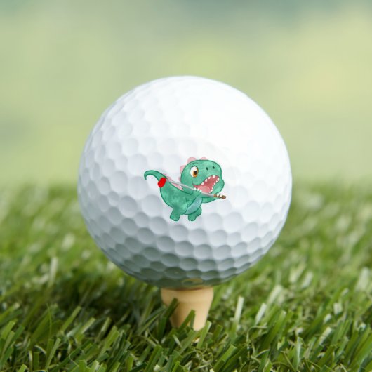 Schattige dinosaurus vliegen met golfclub golfballen (Insitu Shirt)