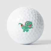 Schattige dinosaurus vliegen met golfclub golfballen (Voorkant)