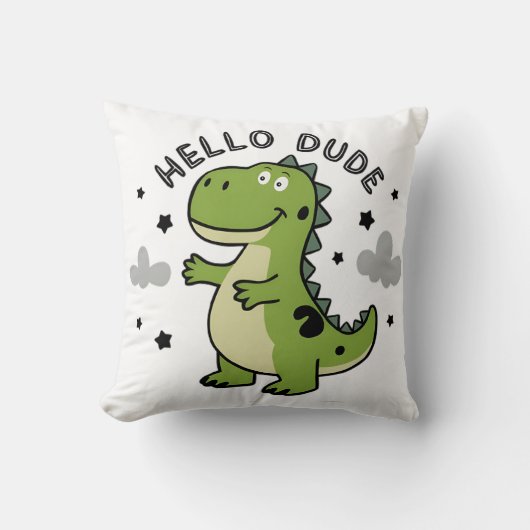 Schattige dinosaurus voor kinderen | Hallo dude Kussen (Voorkant)