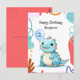 Schattige Dinosaurus wilde Jongen Happy verjaardag Briefkaart