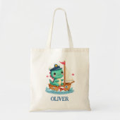 Schattige Dinosaurus Zeevaart Zeilboot Kapitein Tote Bag (Voorkant)