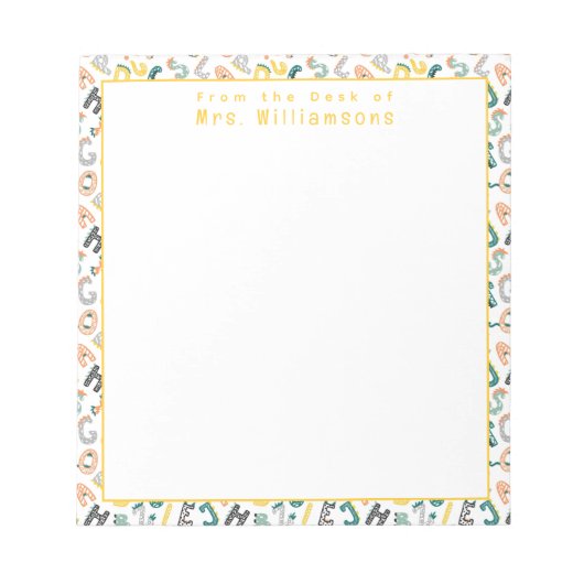 Schattige dinosaurusalfabet - Van het bureau van d Notitieblok (Voorkant)