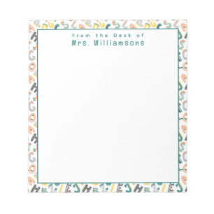 Schattige dinosaurusalfabet - Van het bureau van d Notitieblok