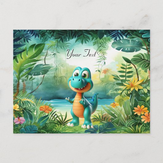 Schattige Dinosauruskaart Briefkaart (Voorkant)