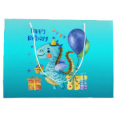 schattige dinosaurusliefhebbers Happy Birthday Groot Cadeauzakje (Achterkant)