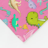 Schattige dinosauruspatroon op roze | fleece deken (Hoek)