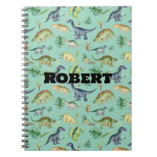 Schattige dinosaurussen groene waterverf kinderpat notitieboek