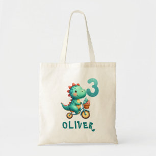 Schattige Dinosaurussen met Fiets 3e Verjaardag Tote Bag