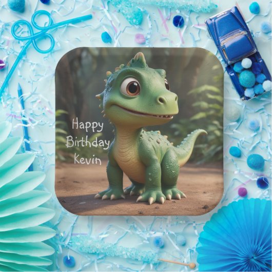 Schattige Dinosaurussen Papieren Bordje (Feest)