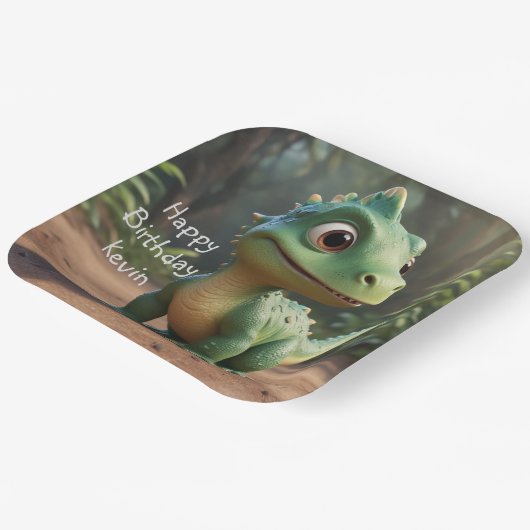 Schattige Dinosaurussen Papieren Bordje (Gebogen)