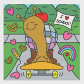 Schattige Disco Slak Skateboards Terug Naar School Sticker (Voorkant)