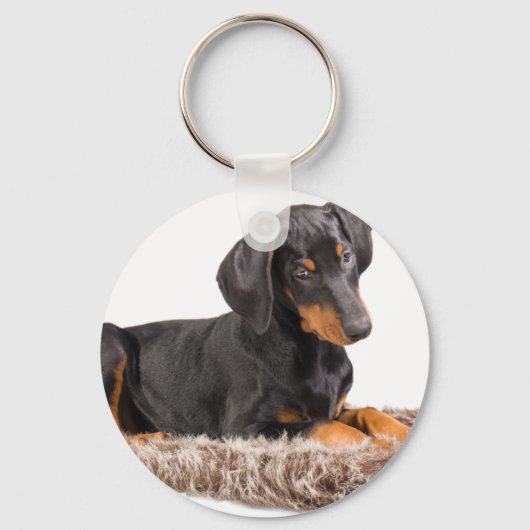 schattige doberman pinscher puppy sleutelhanger (Voorkant)
