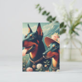  Schattige Doberman schilderij Briefkaart (Staand voorkant)