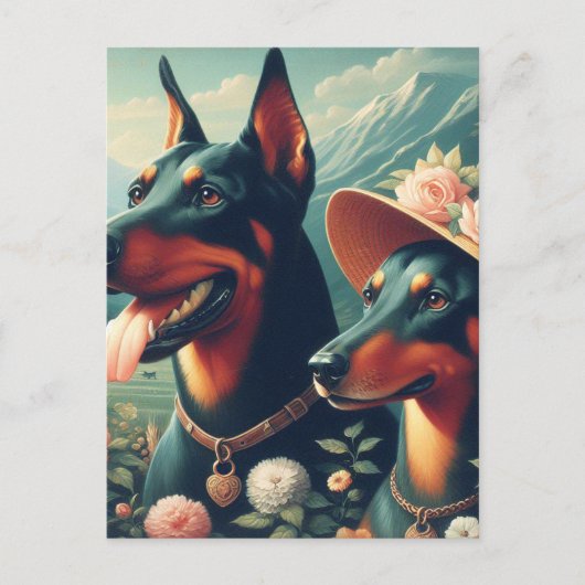  Schattige Doberman schilderij Briefkaart (Voorkant)
