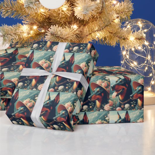  Schattige Doberman schilderij Cadeaupapier (Feestdagen)