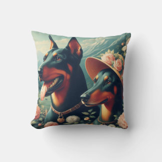 Schattige Doberman schilderij Kussen