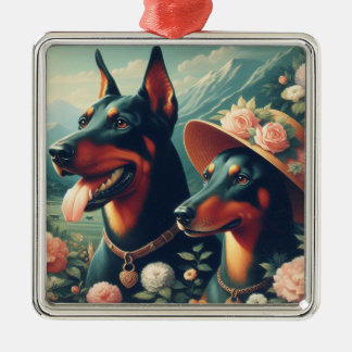 Schattige Doberman schilderij Metalen Ornament