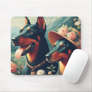 Schattige Doberman schilderij Muismat