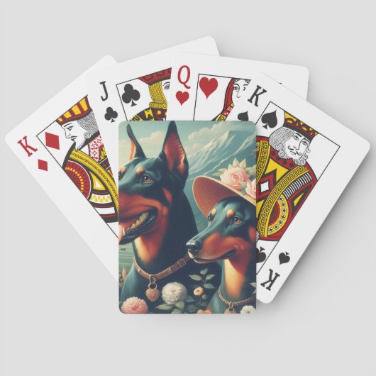 Schattige Doberman schilderij Pokerkaarten (Achterkant)
