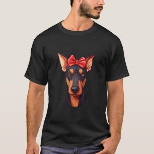 Schattige Dobermann in een Bow Stropdas Hoofdband T-shirt