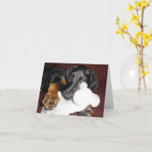 Schattige Dobermann Pinscher Puppy - Lege Notitiek Kaart (Gele Bloem)