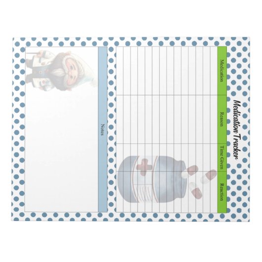 Schattige Doctor Gnome Medicatie Tracker Notitieblok (Voorkant)