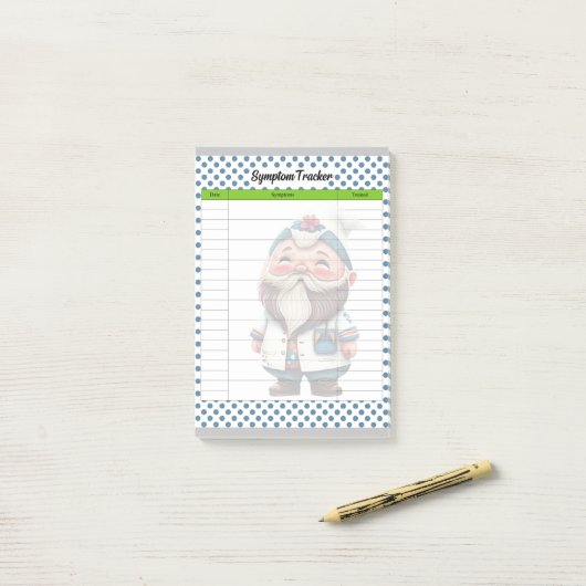 Schattige Doctor Gnome Theme Symptom Tracker Post-it® Notes (Op bureau)